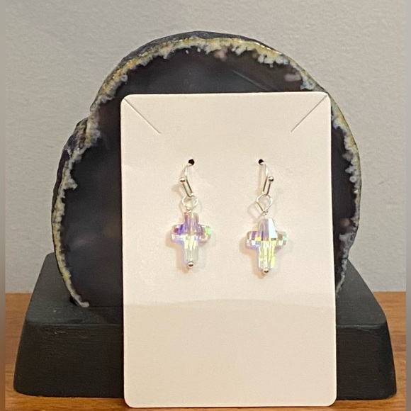 NEW Celestial Crystal Cross earrings NEW - Picture 1 of 4